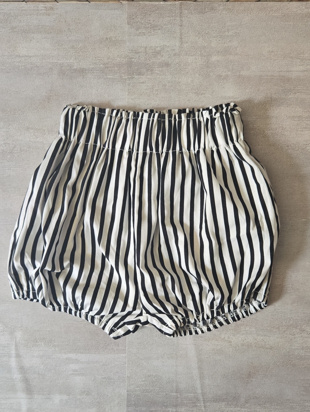 Baby Black & White Stripe Bloomer Shorts Summer High Waisted Diaper Cover 12-18M